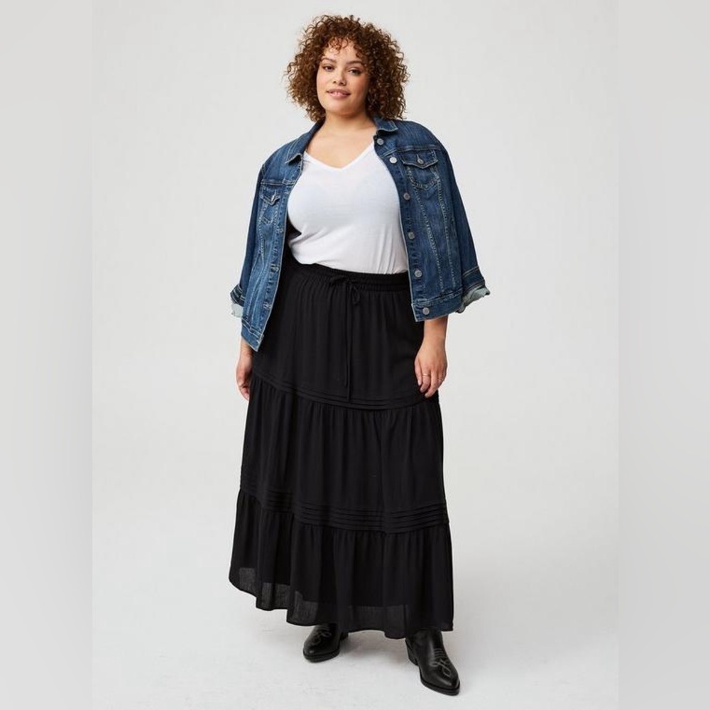 Torrid Maxi Washable Gauze Drawstring Pintuck Black Skirt women’s size 1X